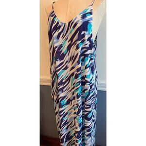 Medium Auxo Collection Midi Dress Pocket White Purple Sundress Adjustable Strap